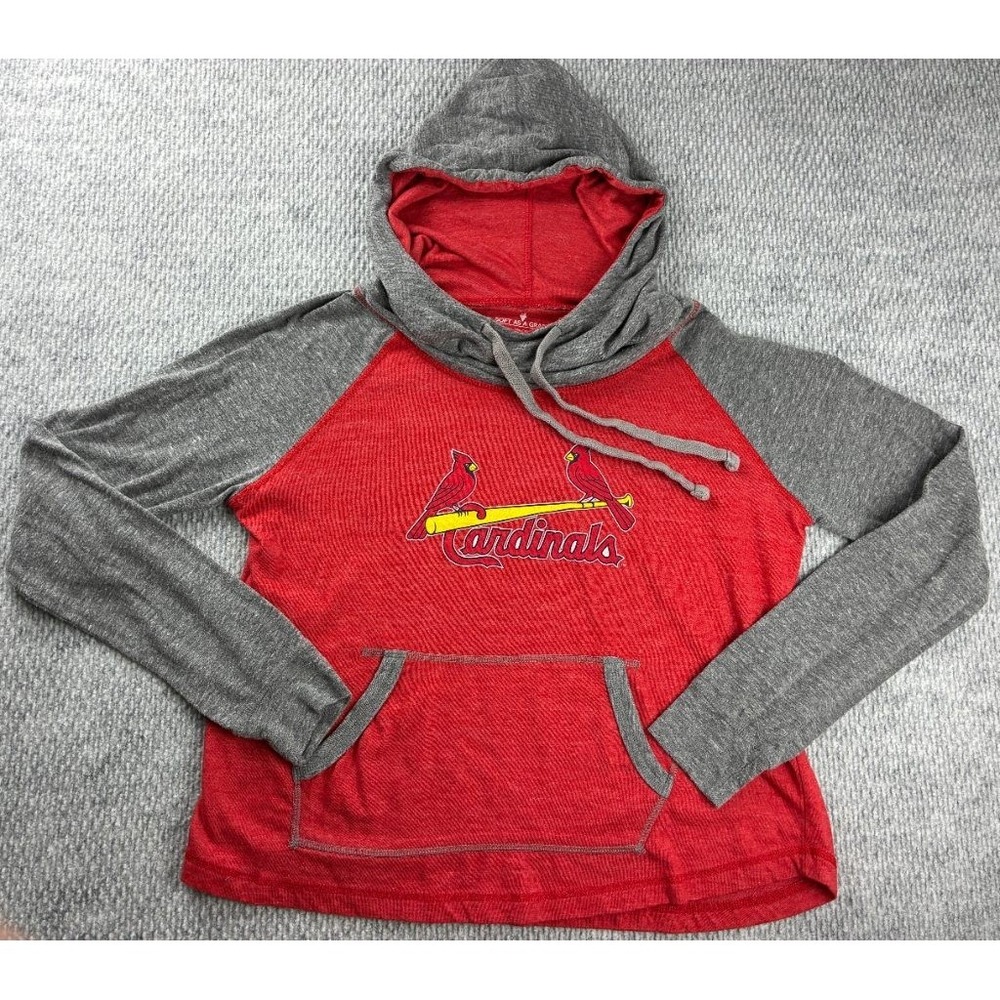 Soft As A Grape Cardinals Hoodie Size L Red/Gray Raglan Pullover
